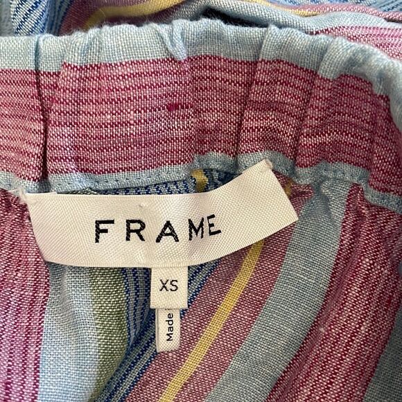 FRAME Off-the-Shoulder Striped Linen Dress - Picture 3 of 3